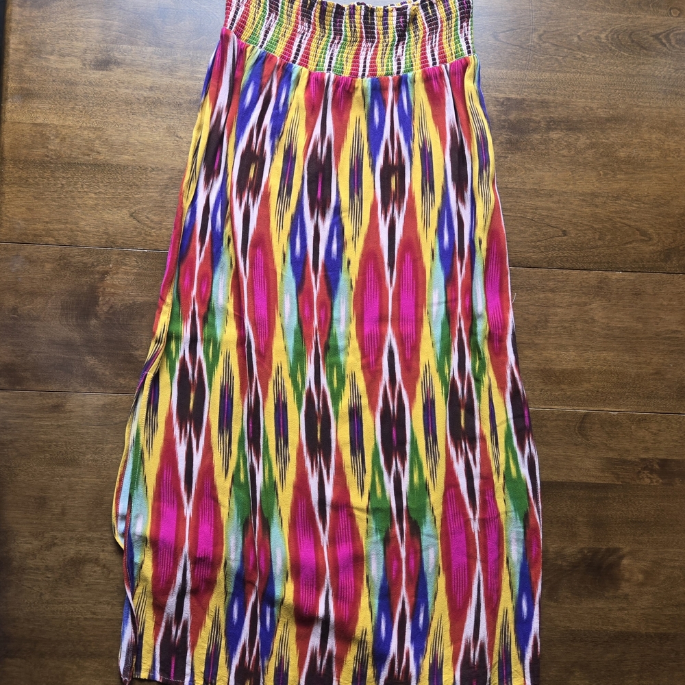 Anthropologie Vanessa Virginia Apolline Ikat Maxi Skirt | Boho Smocked Waist | M